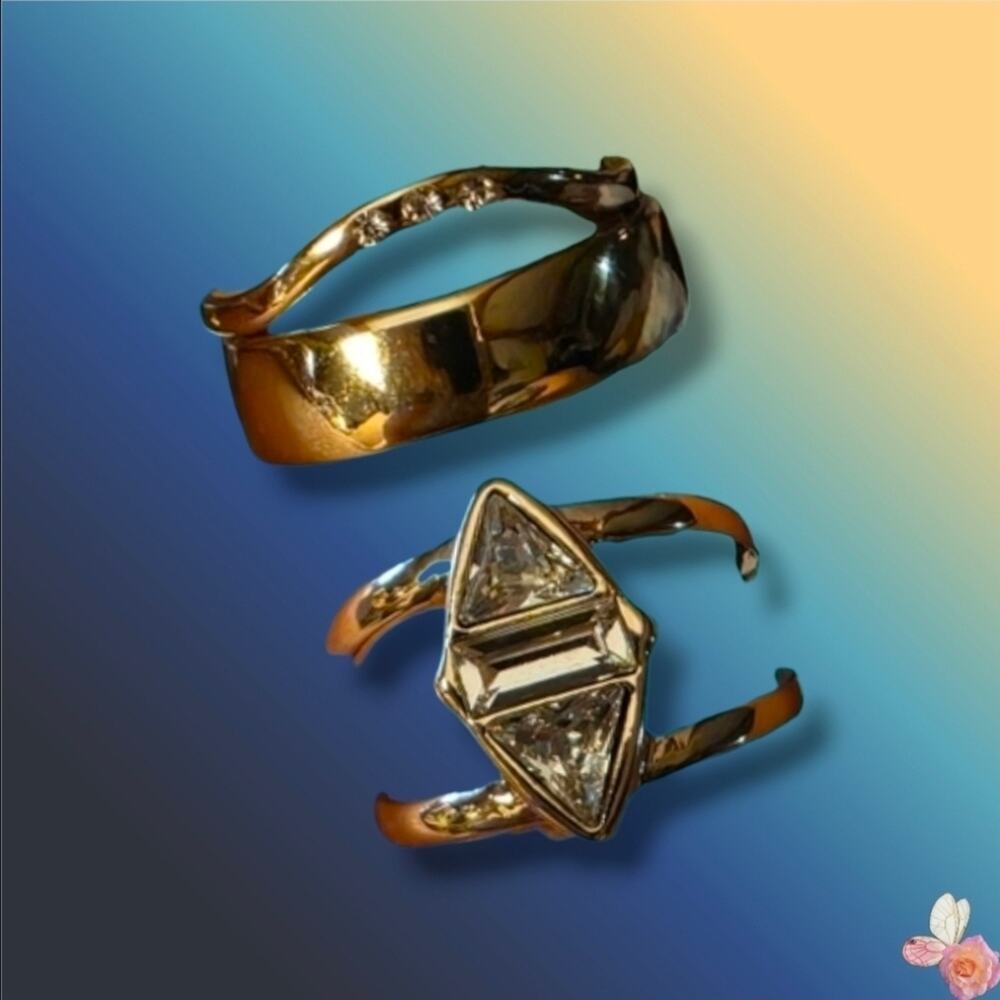 The Sak Tri-Stone Stack Ring Gold Tone Size 8 – 166